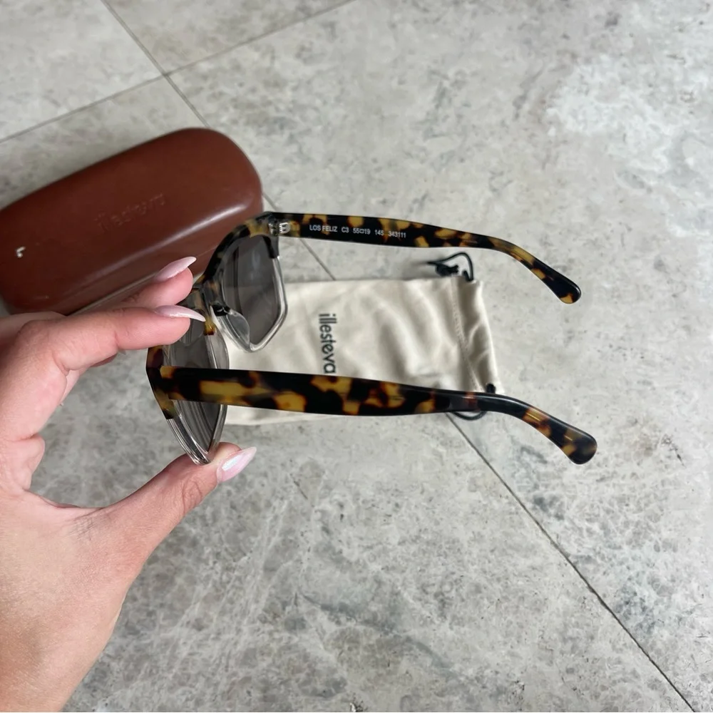 Illesteva Tortoiseshell and Clear Frame Sunglasses with Brown Lenses